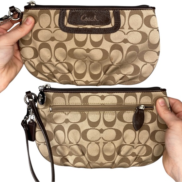 Coach Small Monogram Signature Wristlet Clutch Purse - Picture 1 of 9